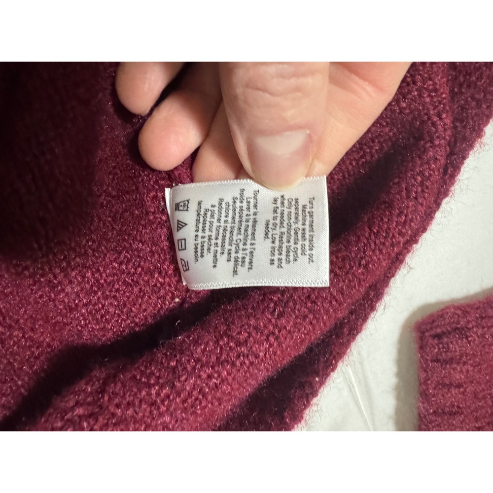 Coldwater Creek Burgundy Mock Neck Fuzzy Knit Sweater PXL Womens Wine Pullover - Picture 3 of 7